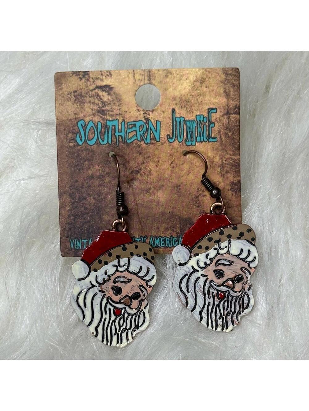 Santa Clause Vintage Inspired Painted Christmas Earrings